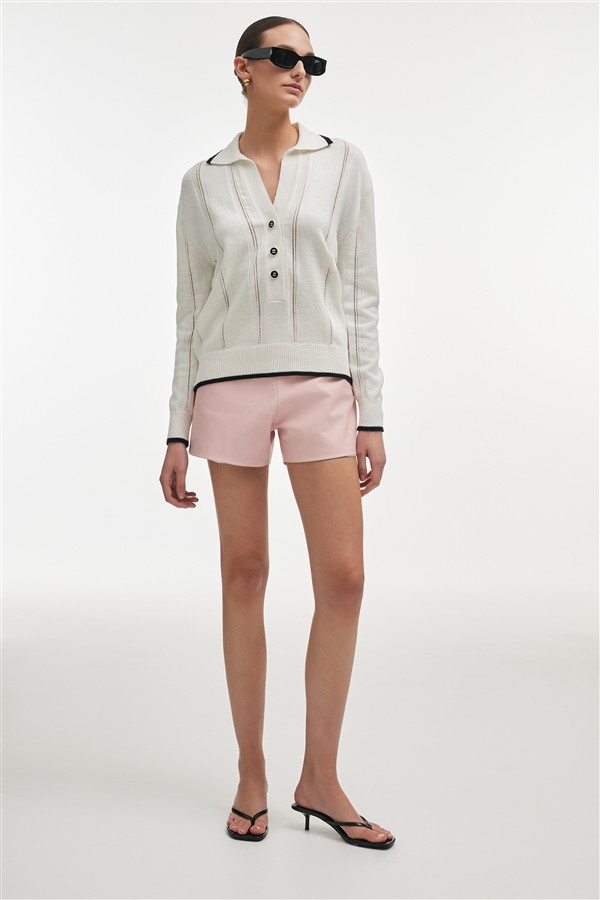 NR LAUREN KNITTED BLOUSE WHITE/BLACK